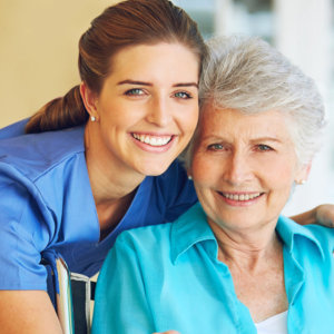 two women smiling