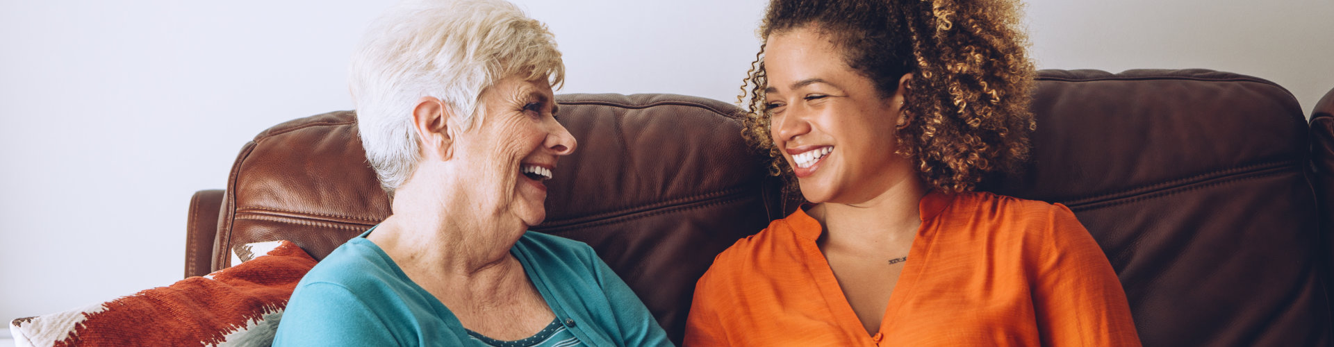 two woman laughing